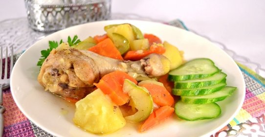 Куриные ножки с овощами в рукаве