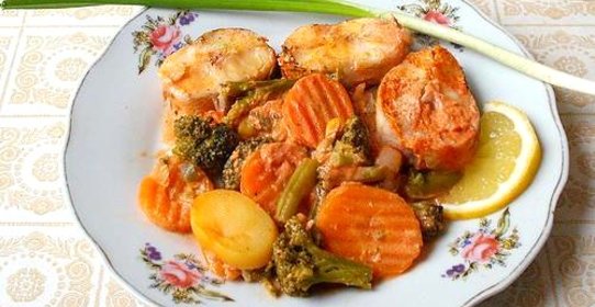 Нототения запеченная с овощами