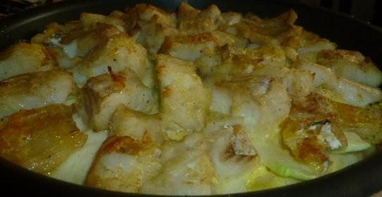Треска с картофелем и кабачками