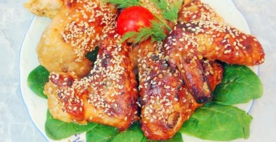 Куриные крылышки в медово-соевом соусе в духовке