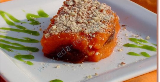 Пюре из тыквы со сливовым повидлом