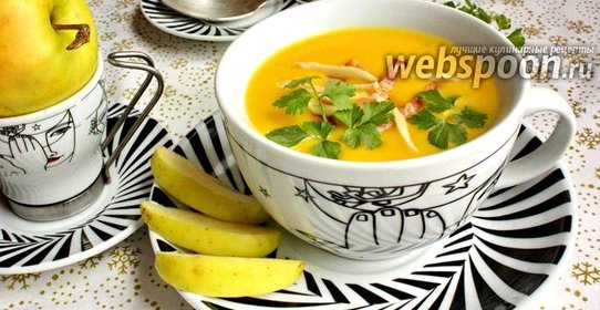 Овощной крем-суп с беконом и хреном