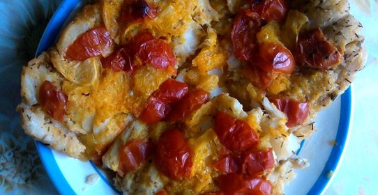 Треска с помидорами и апельсинами