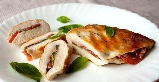 Куриные грудки с томатами и базиликом