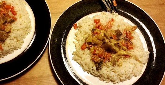 Рис с грибами и сметаной