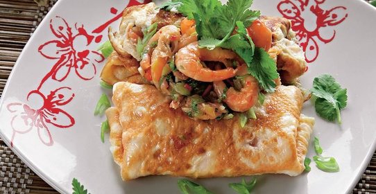 Тайский омлет с креветками