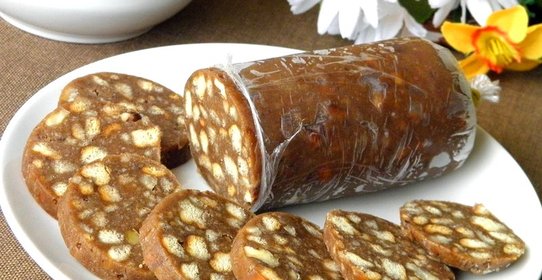 Шоколадная колбаса из печенья