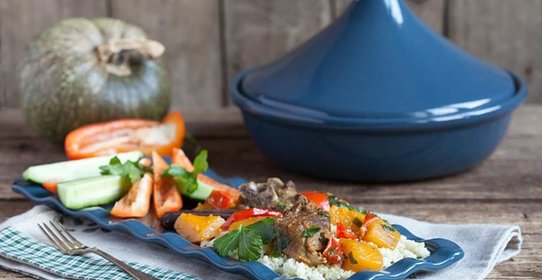 Тажин с бараниной, тыквой, сладким перцем и кускусом