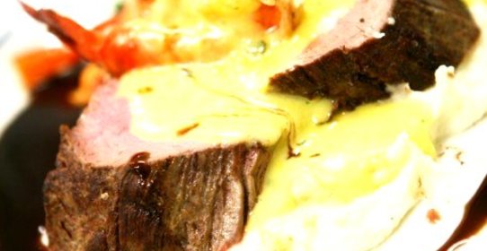 Серф-энд-терф с лимонно-горчичным соусом