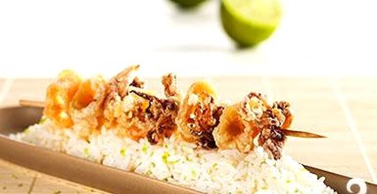 Хрустящие кальмары с рисом