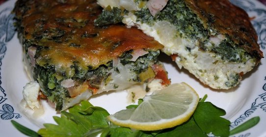 Омлет с цветной капустой и шпинатом