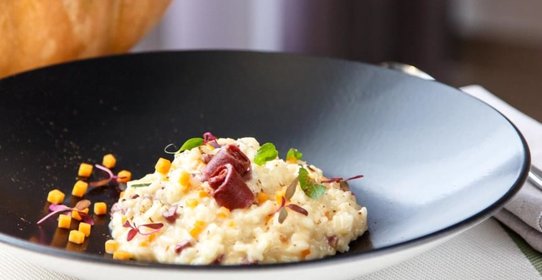 Ризотто с тыквой и копченой утиной грудкой