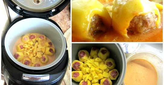 Тушеный фаршированный картофель