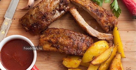 Запеченные свиные ребрышки с кисло-сладким соусом