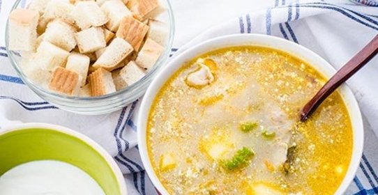 Рассольник на курином бульоне