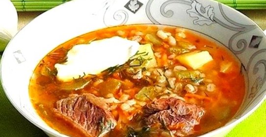 Рассольник с перловкой