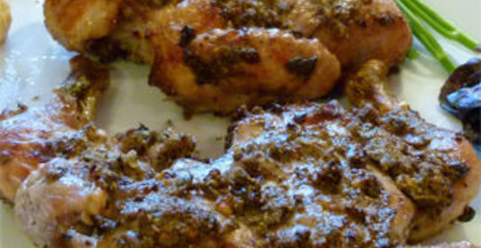 Цыплятки-корнишоны в твороге под грилем