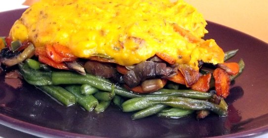 Зеленая фасоль под тыквенным соусом