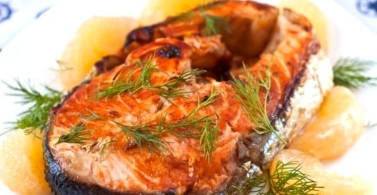 Стейк из лосося в мультиварке