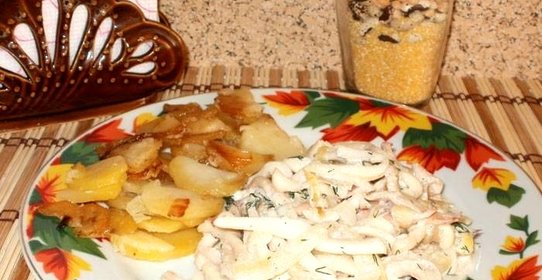 Кальмар, тушенный в сметане