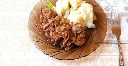 Нежная печень с цветной капустой
