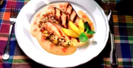 Норвежская семга на гриле с манго