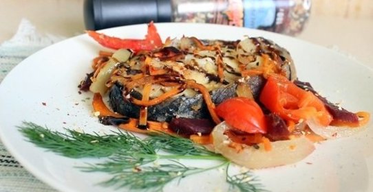 Запеченные стейки сайды с овощами