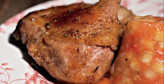 Жареная утка с банановым чатни