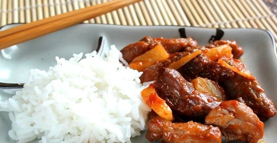 Свинина по-китайски с ананасами