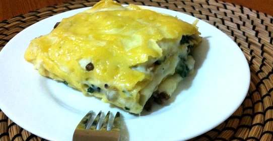 Лазанья с шампиньонами и сыром