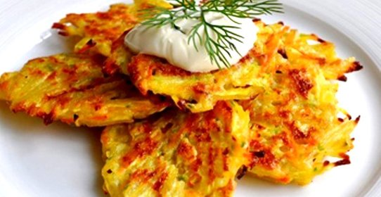 Картофельные оладьи лорики с грибами и яйцом