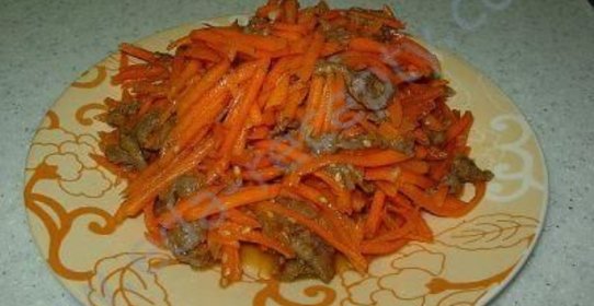 Салат из курицы с зеленым горошком и корейской морковью