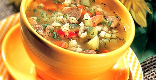 Рассольник с говядиной в мультиварке