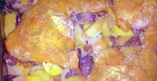 Куриные окорочка с картошкой в духовке