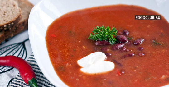 Острый томатный суп с фасолью
