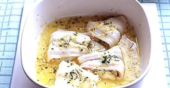 Морской язык в соусе из лимона и хрена