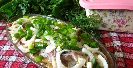 Сельдь с луком в горчичной заливке