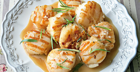 Морские гребешки, жаренные с эстрагоном