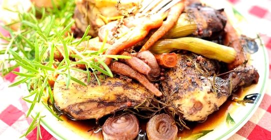 Курица в вине с грибами