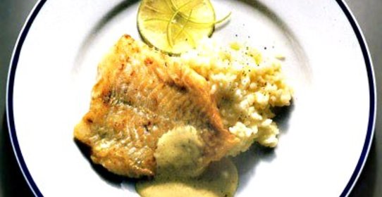 Морской окунь с фенхелем и кисло-сладким рисом