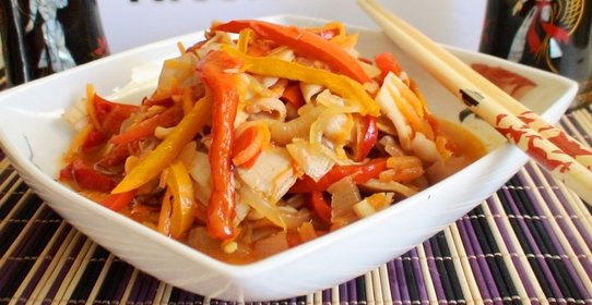 Кальмары с овощами по- корейски