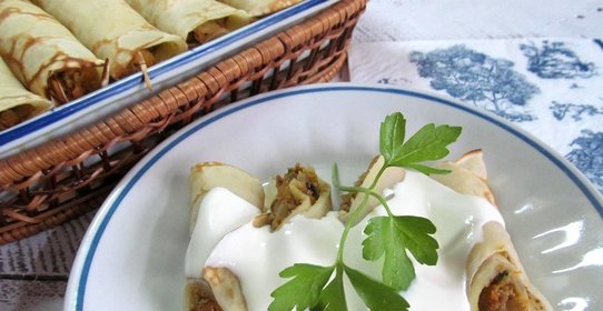 Блинчики с начинкой из варенной говядины