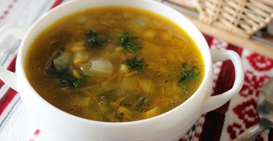 Постный рассольник с грибами