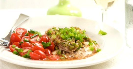 Камбала отварная с овощами