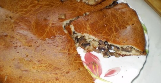 Быстрый пирог с грибами