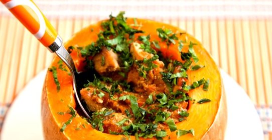 Тыква, фаршированная мясом