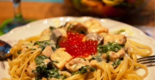 Паста с семгой в сливочном соусе