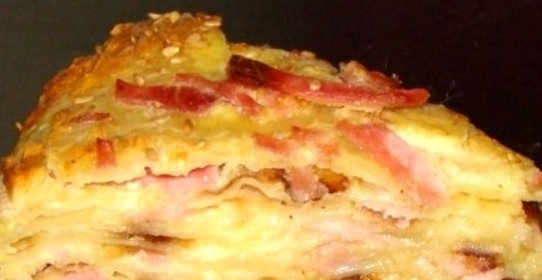 Сырный торт с ветчиной