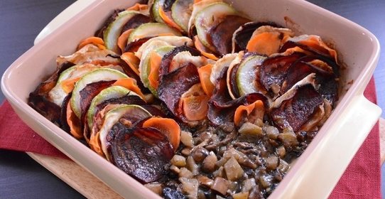 Запеченные овощи с грибами