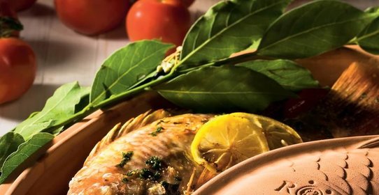 Морской карась на овощной подушке